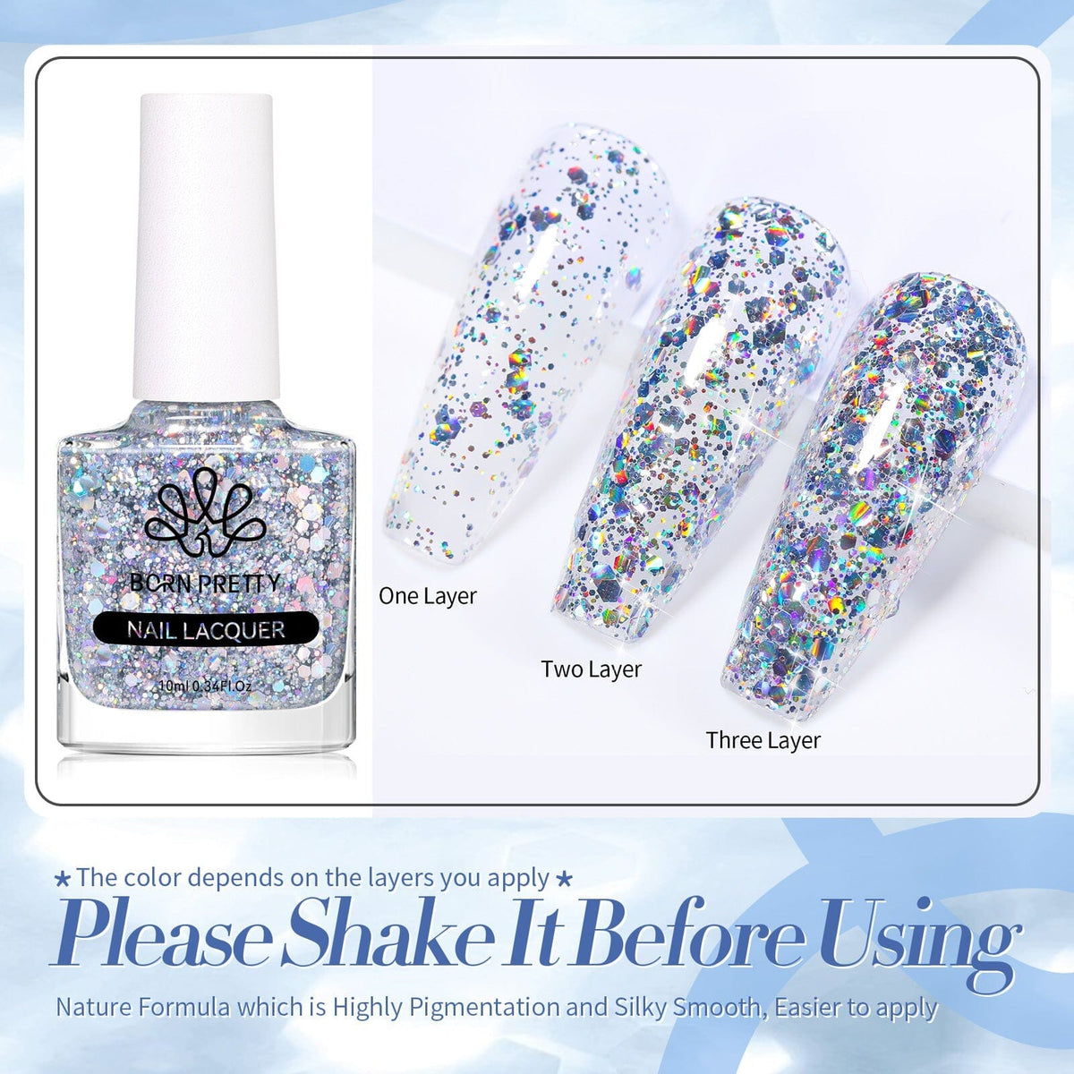 [US ONLY] Iridescent Glitter Nail Polish 10ml Nail Polish BORN PRETTY 