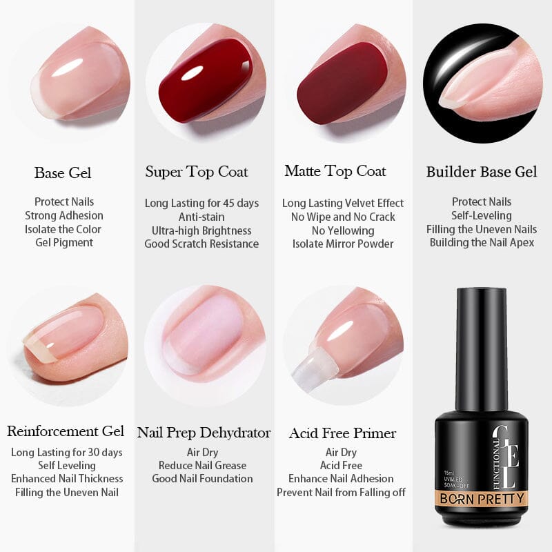 Base Gel Top Coat 15ml Gel Nail Polish BORN PRETTY 