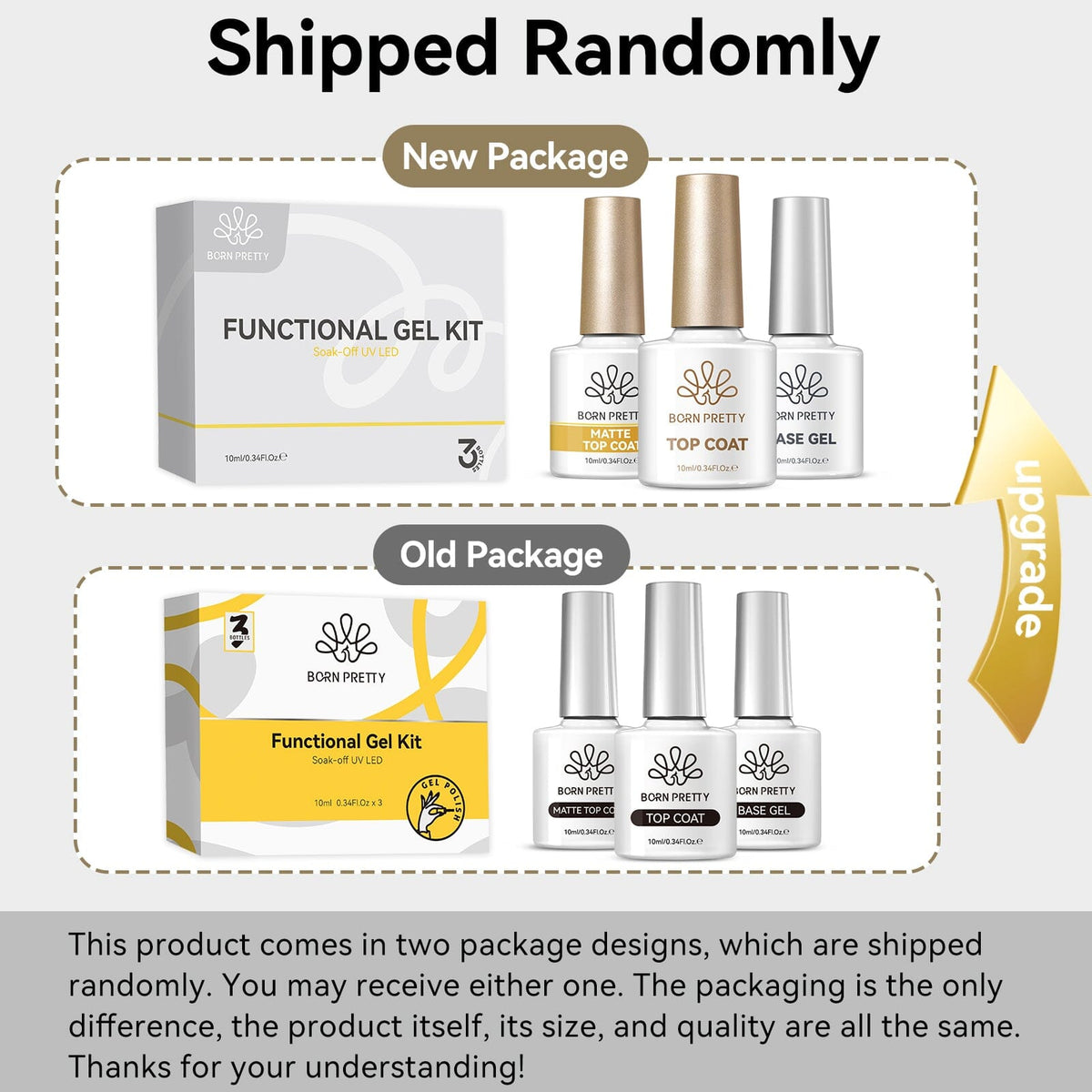 3pcs Base Top Coat Set 10ml Gel Nail Polish BORN PRETTY 