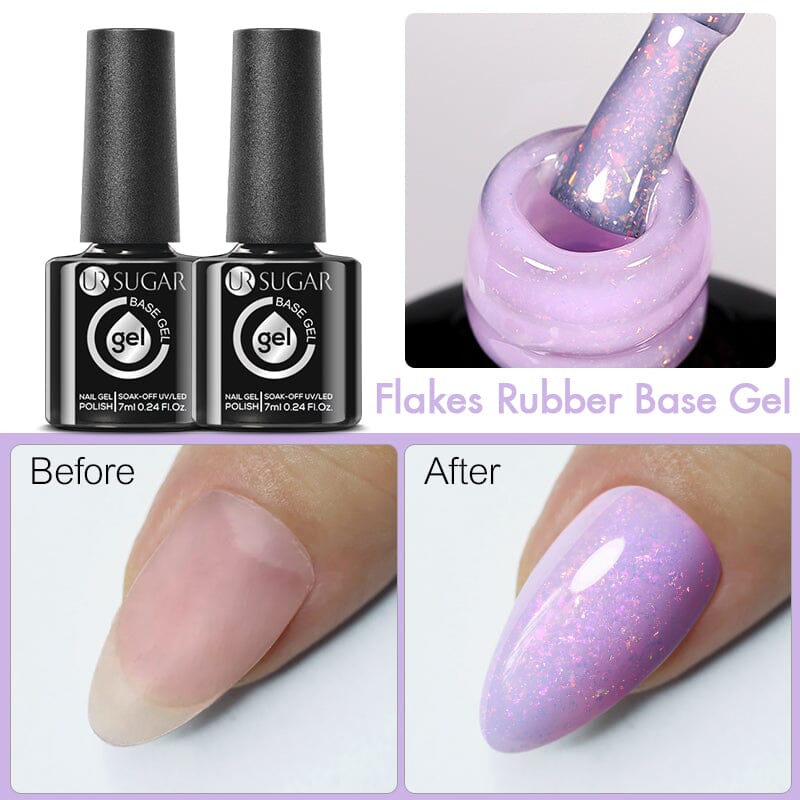Flakes Rubber Base Gel URB032 7ml Base & Top Coat UR SUGAR 