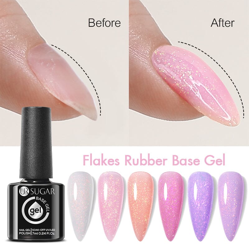 Flakes Rubber Base Gel URB031 7ml Base & Top Coat UR SUGAR 