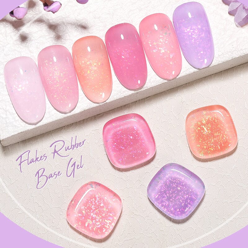 Flakes Rubber Base Gel URB032 7ml Base & Top Coat UR SUGAR 
