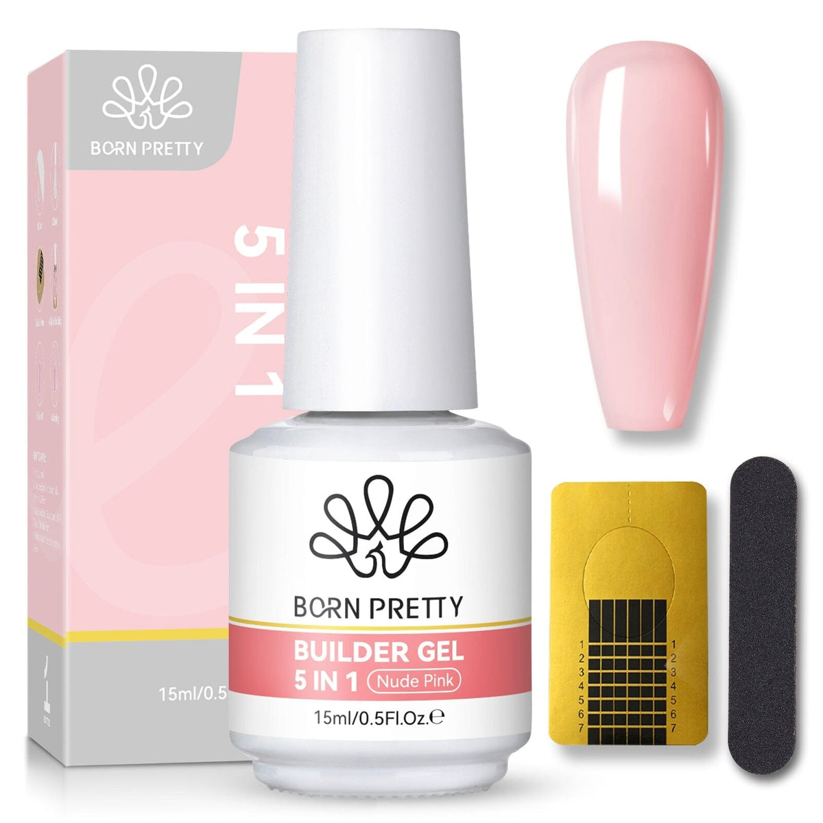 5 in 1 Builder Gel Nude Pink 15ml Gel Nail Polish BORN PRETTY 