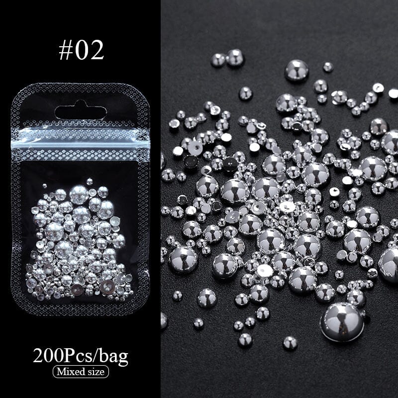 200pcs Half Round Flat Bottom Pearls Nail Art No Brand 02 