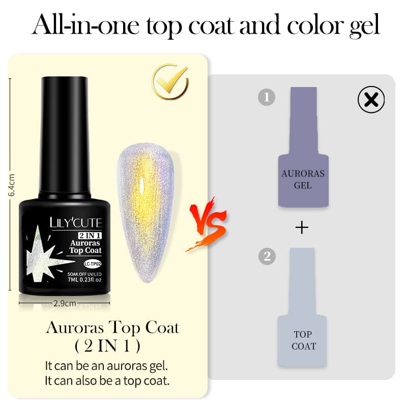 Auroras Top Coat LC-TP02 7ml Base & Top Coat LILYCUTE 