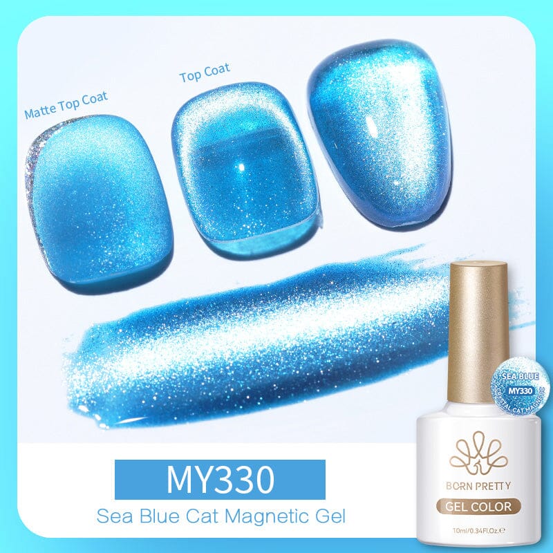 Crystal Cat Magnetic Gel MY330 Sea Blue 10ml Gel Nail Polish BORN PRETTY 