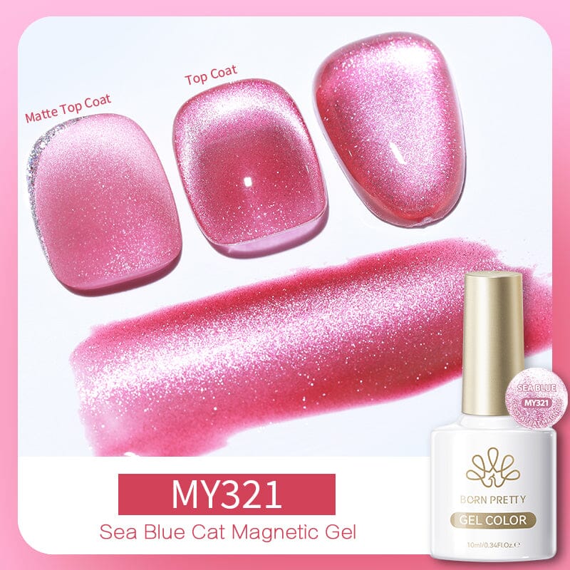 Crystal Cat Magnetic Gel MY321 Sea Blue 10ml Gel Nail Polish BORN PRETTY 