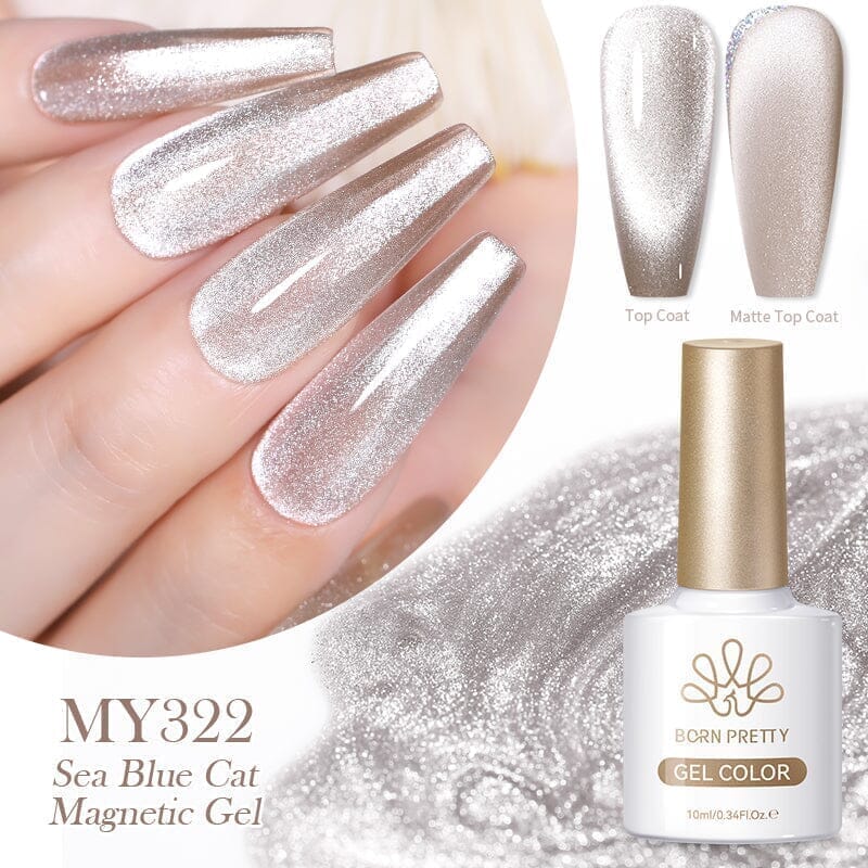 Crystal Cat Magnetic Gel MY317 Sea Blue 10ml Gel Nail Polish BORN PRETTY 