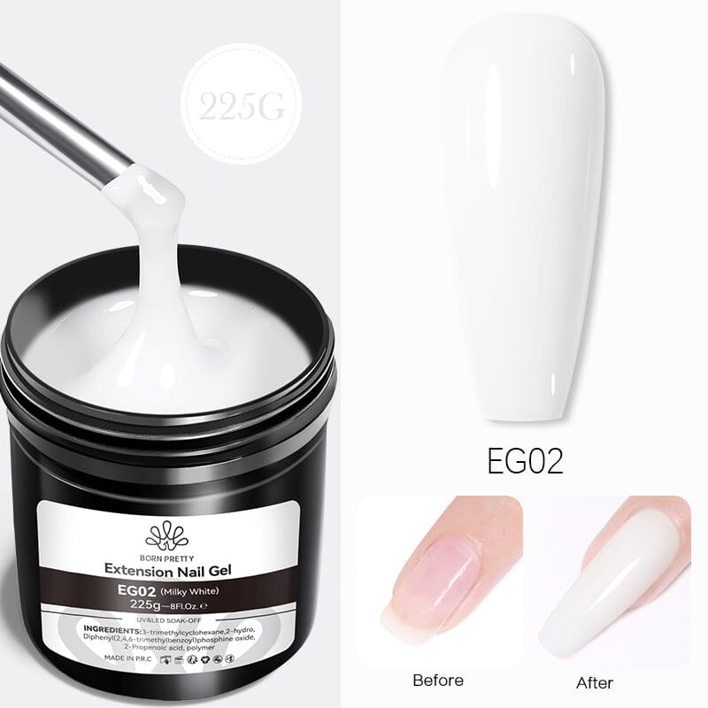 Milky White Extension Nail Gel EG02 225g Gel Nail Polish BORN PRETTY 