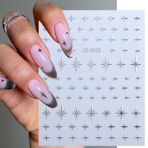 Star 3D Nail Sticker JO-2406 Silver Nail Art No Brand 