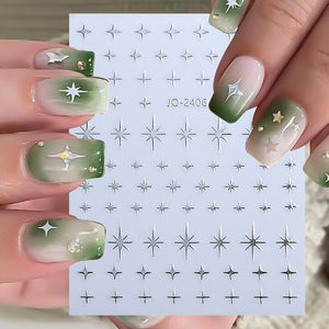 Star 3D Nail Sticker JO-2406 Silver Nail Art No Brand 