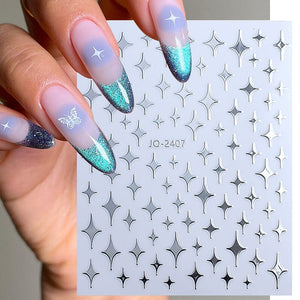 Star 3D Nail Sticker JO-2406 Silver Nail Art No Brand 
