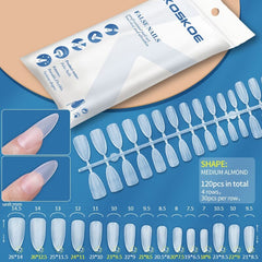120pcs Full Cover Matte Soft Gel Tips False Nails Nail Tips KOSKOE Medium Almond 