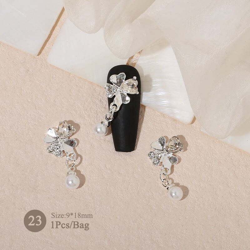 Butterfly Heart Metal Rhinestones Pearl Nail Decoration Nail Decoration No Brand 23 