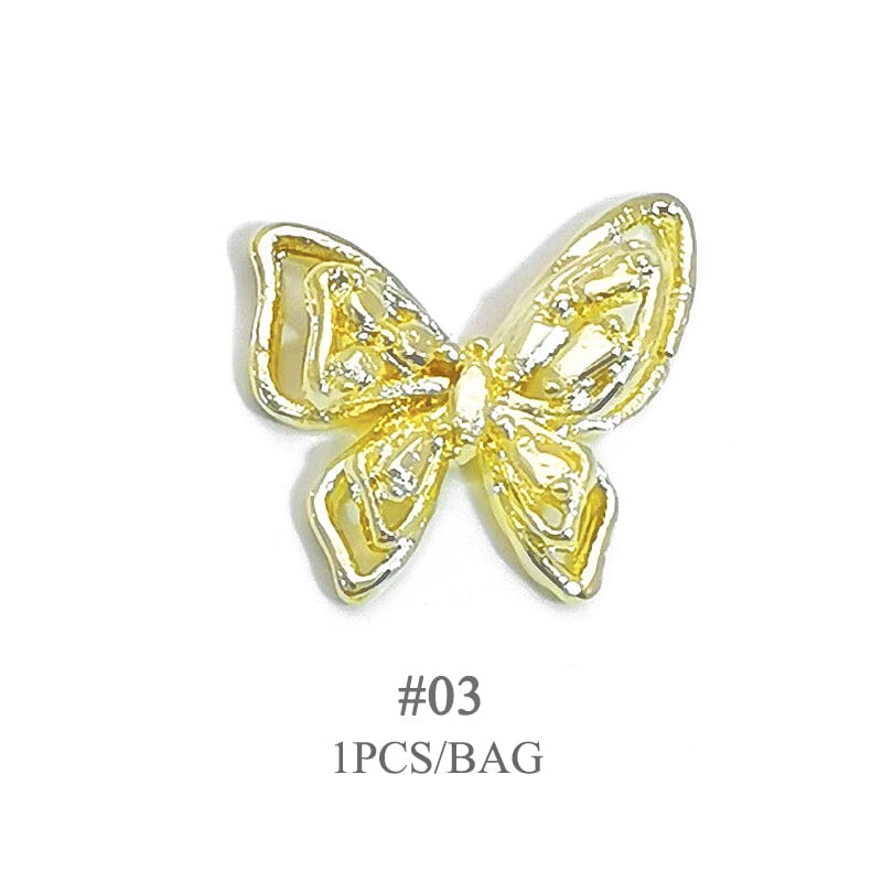 Butterfly Opal Rhinestones Pearl Alloy Nail Decoration #03 Nail Art No Brand 