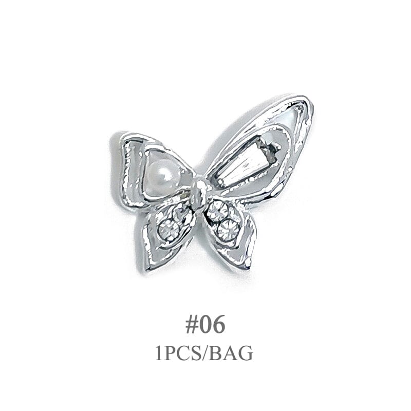 Butterfly Opal Rhinestones Pearl Alloy Nail Decoration #06 Nail Art No Brand 