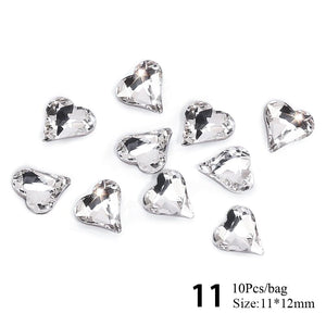 10pcs #11 11*12mm Transparent Irregular-Shaped Rhinestones Nail Art No Brand 