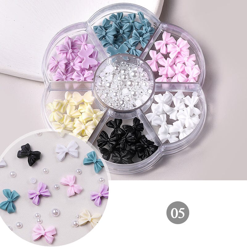 7 Grids 3D Decorations Bowknot Pearls #05 Nail Art No Brand 