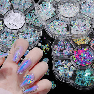 7 Grids 3D Decorations Bowknot Butterfly #01 Nail Art No Brand 
