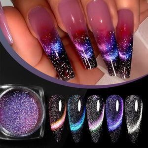 Silver Moon Cat Magnetic Nail Powder Nail Powder No Brand 