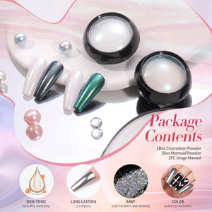 2 Boxes White Pink Pearl Nail Powder Set Nail Powder BORN PRETTY 