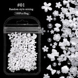 100pcs Colorful Bowknot Flowers 3D Nail Decorations Nail Art No Brand 01 