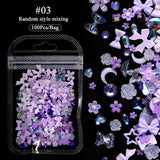 100pcs Colorful Bowknot Flowers 3D Nail Decorations Nail Art No Brand 03 