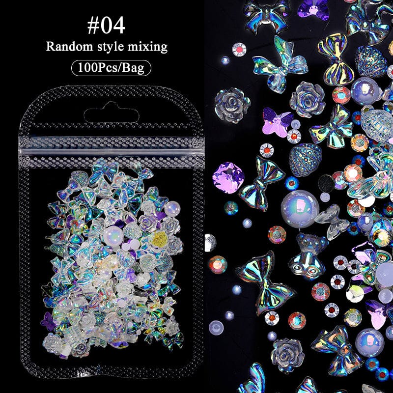 100pcs Colorful Bowknot Flowers 3D Nail Decorations Nail Art No Brand 04 