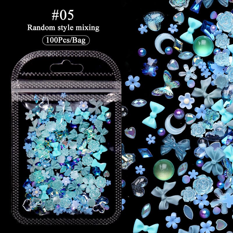 100pcs Colorful Bowknot Flowers 3D Nail Decorations Nail Art No Brand 05 