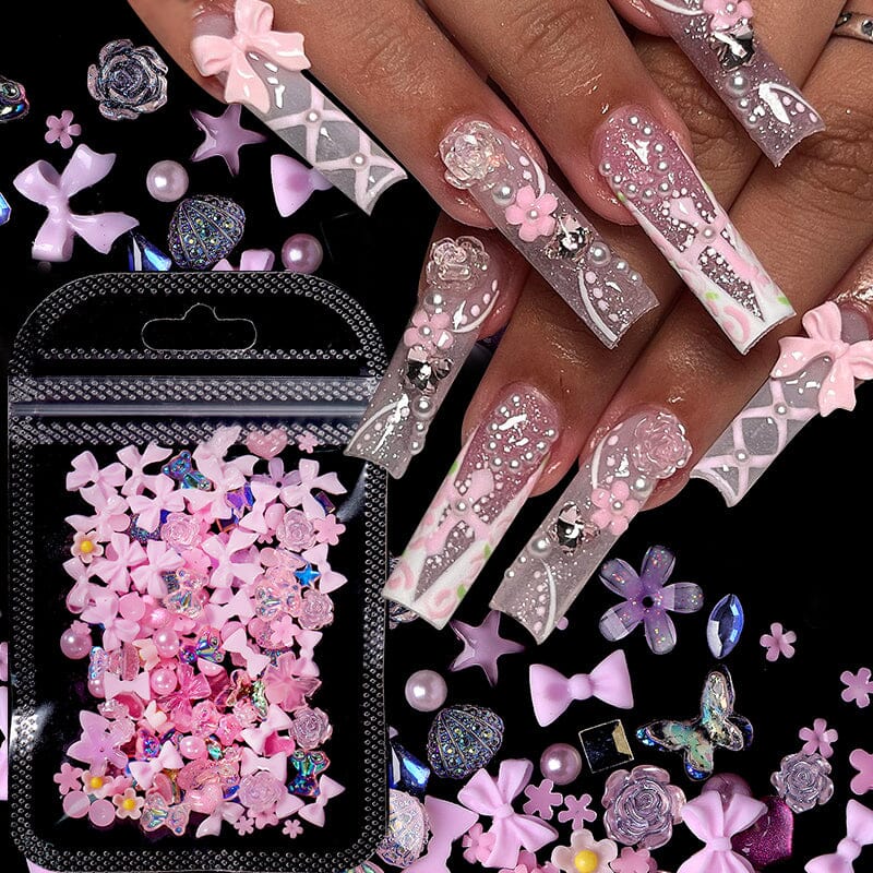 100pcs Colorful Bowknot Flowers 3D Nail Decorations Nail Art No Brand 