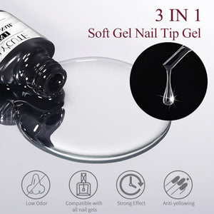 3 In 1 Soft Gel Tip Adhesive Gel Nail Polish LILYCUTE 