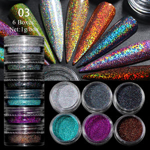 6 Boxes Chrome Nail Powder Set Nail Powder No Brand 03 