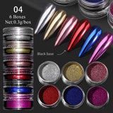 6 Boxes Chrome Nail Powder Set Nail Powder No Brand 04 