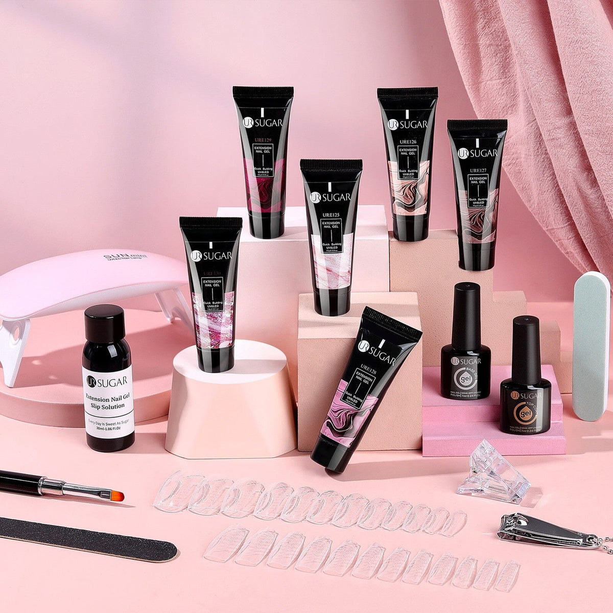 6 Colors Extension Nail Gel Starter Kit Flexible Rose 15ml Extension Nail Gel UR SUGAR 