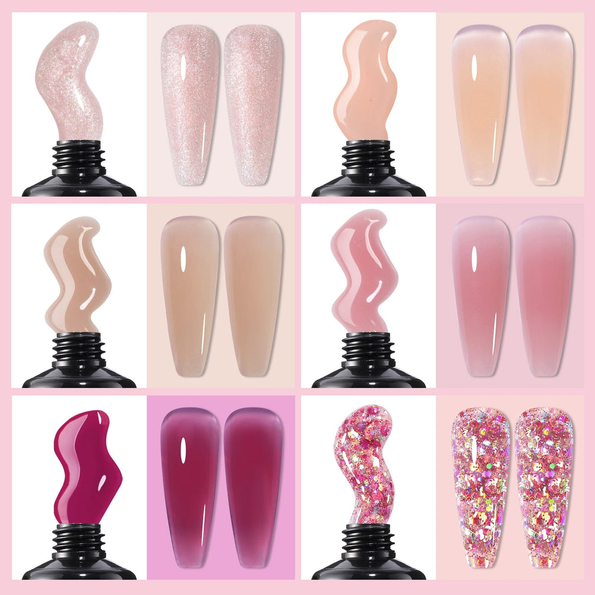 6 Colors Extension Nail Gel Starter Kit Flexible Rose 15ml Extension Nail Gel UR SUGAR 