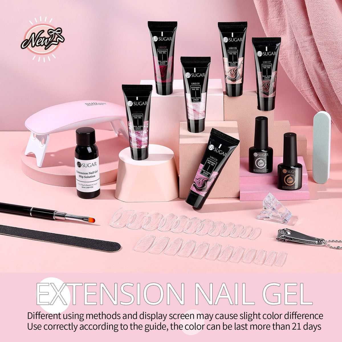 6 Colors Extension Nail Gel Starter Kit Flexible Rose 15ml Extension Nail Gel UR SUGAR 