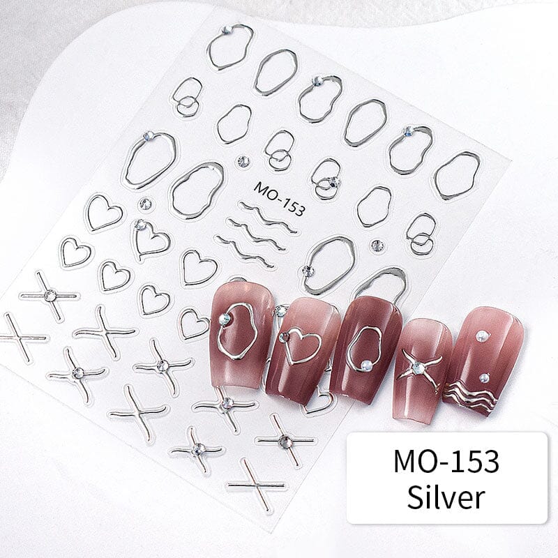 Metal Rhinestones 3D Nail Sticker MO153-Silver Nail Art No Brand 