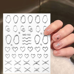 Metal Rhinestones 3D Nail Sticker MO153-Silver Nail Art No Brand 