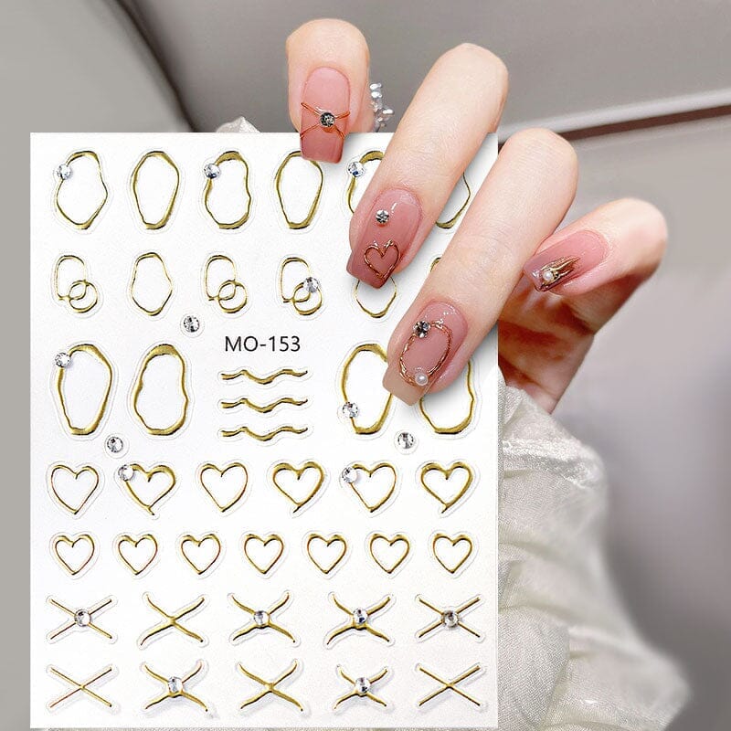 Metal Rhinestones 3D Nail Sticker MO153-Gold Nail Art No Brand 