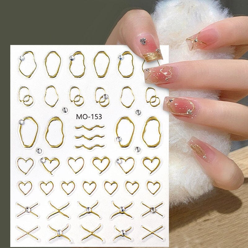 Metal Rhinestones 3D Nail Sticker MO153-Gold Nail Art No Brand 