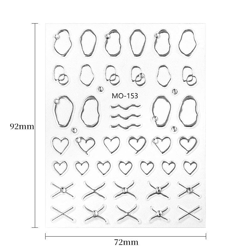 Metal Rhinestones 3D Nail Sticker MO153-Silver Nail Art No Brand 
