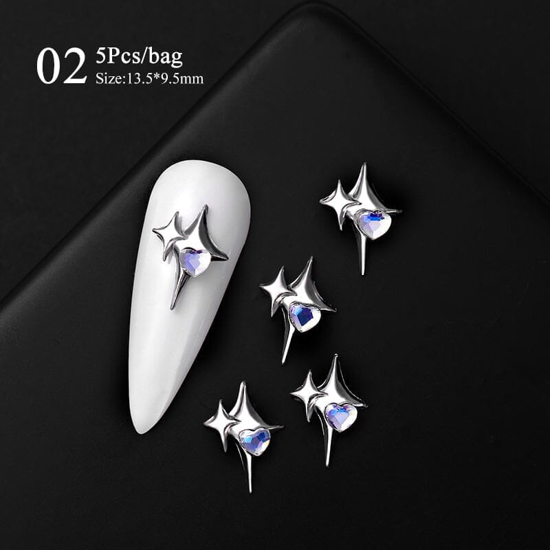 5pcs Rhinestones Metal Nail Decorations #02 Clearance No Brand 