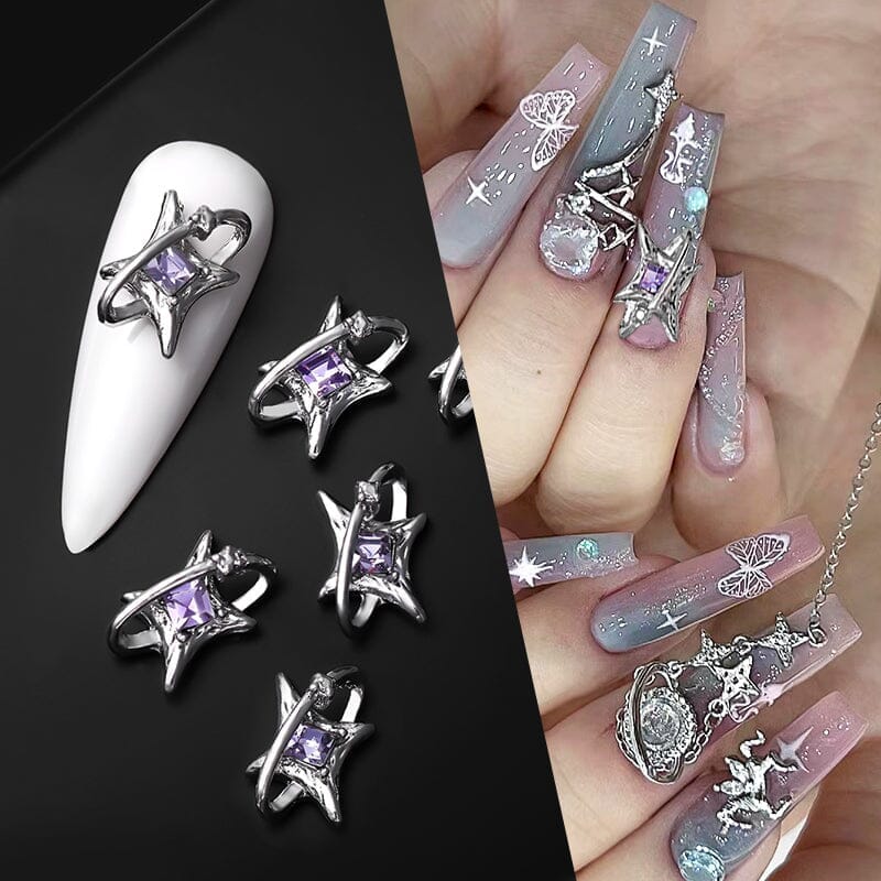 5pcs Rhinestones Metal Nail Decorations #02 Clearance No Brand 