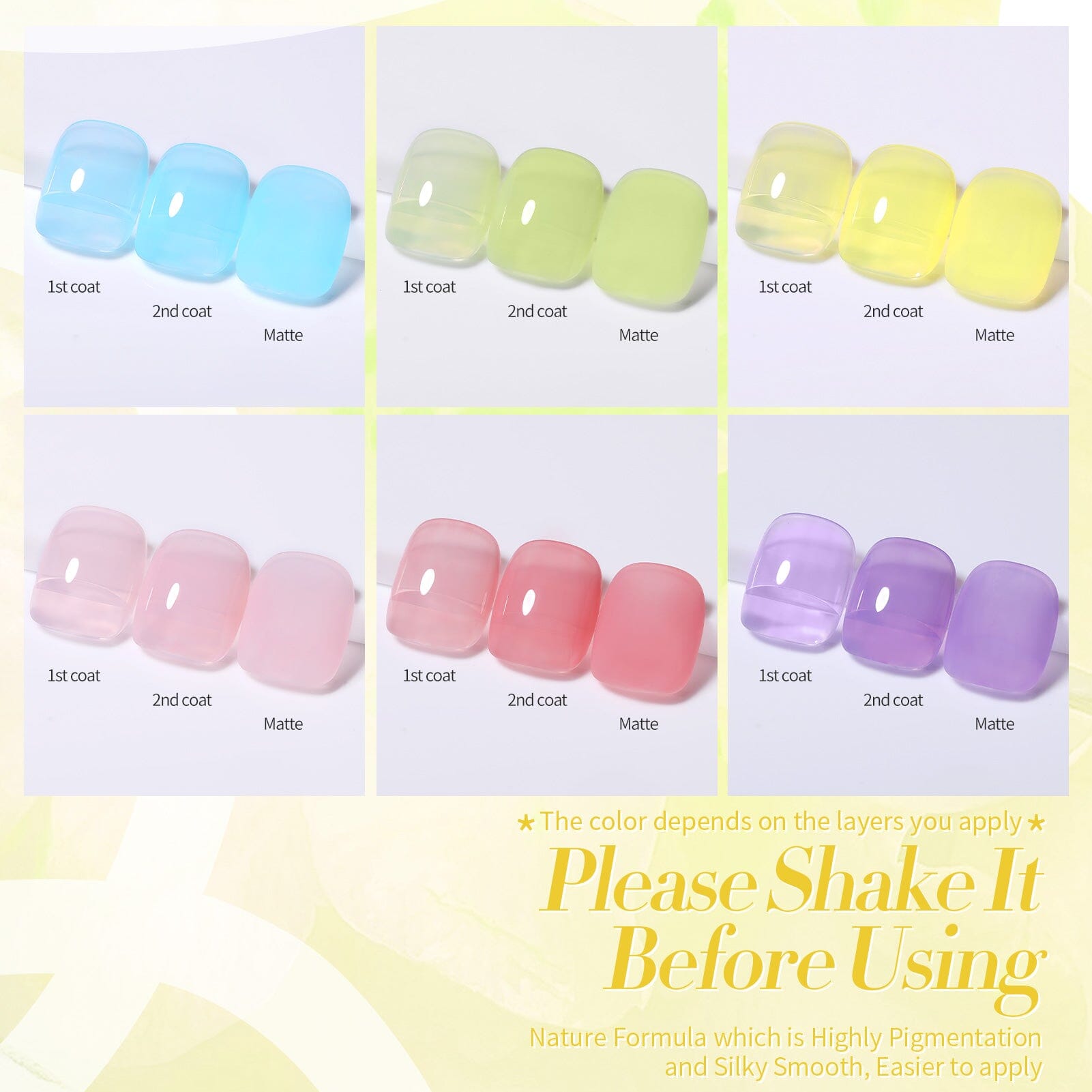 6 Colors Hey Candy Semi Jelly Gel Polish Set 7ml Gel Nail Polish BORN PRETTY 