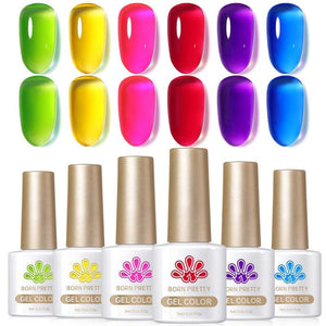6 Colors Jelly Gel Polish Set 7ml Gel Nail Polish BORN PRETTY J29 Neon Garden 