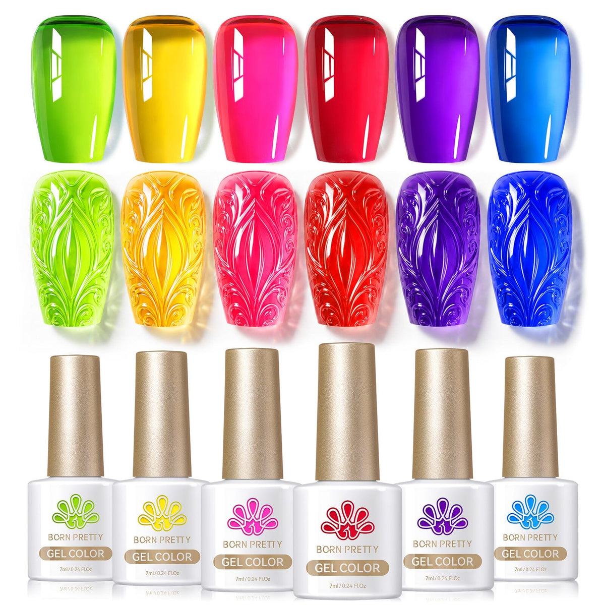 6 Colors Jelly Gel J29 Neon Garden 7ml Gel Nail Polish BORN PRETTY 