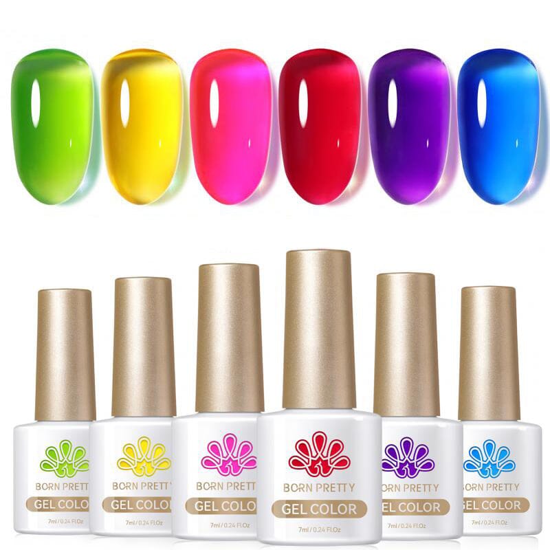 6 Colors Jelly Gel J29 Neon Garden 7ml Gel Nail Polish BORN PRETTY 