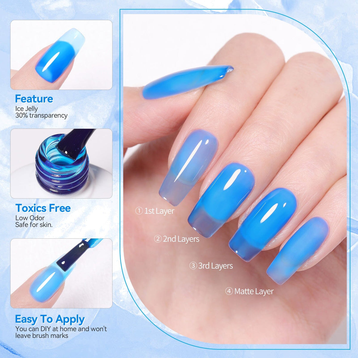 6 Colors Jelly Gel J38 Summer Soda 7ml Gel Nail Polish BORN PRETTY 