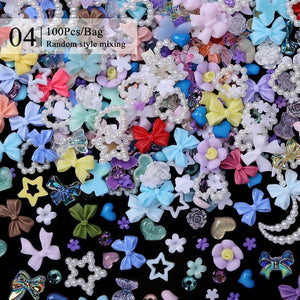 100pcs Nail Decoration Pearl Charms Random Mixed #04 Nail Decoration No Brand 