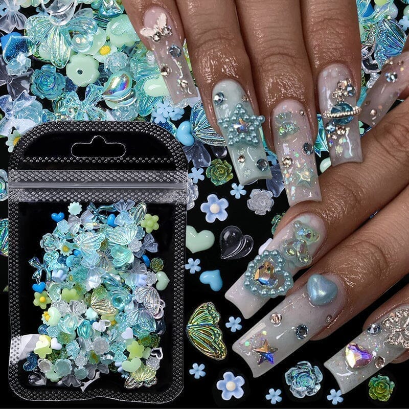 100pcs Random Mixed 3D Nail Decoration #02 Nail Decoration No Brand 
